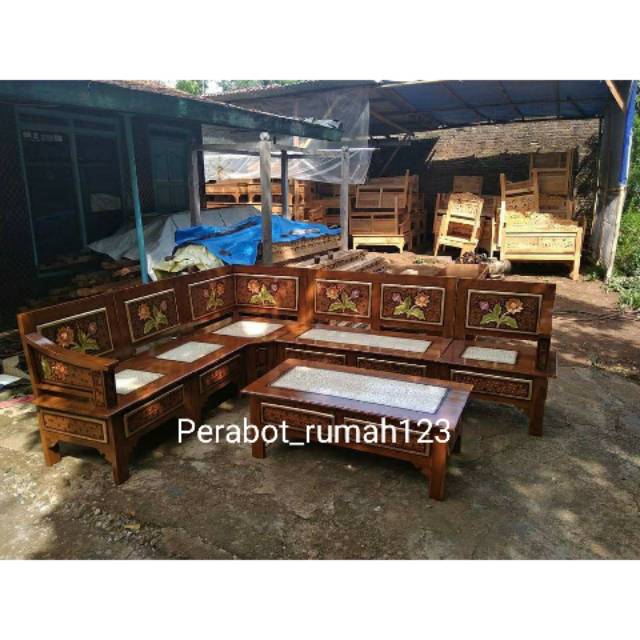 Kursi tamu sudut jepara murah meriah finising antik