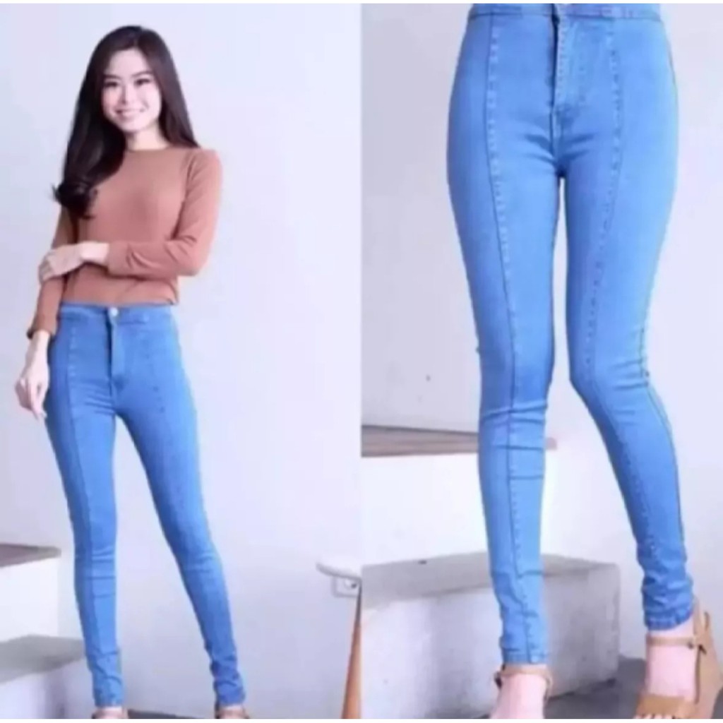 Celana Jeans High Waist Wanita Highwaist Hw Jeans Tulang Depan Wanita Kekinian Premium Terbaru 2021