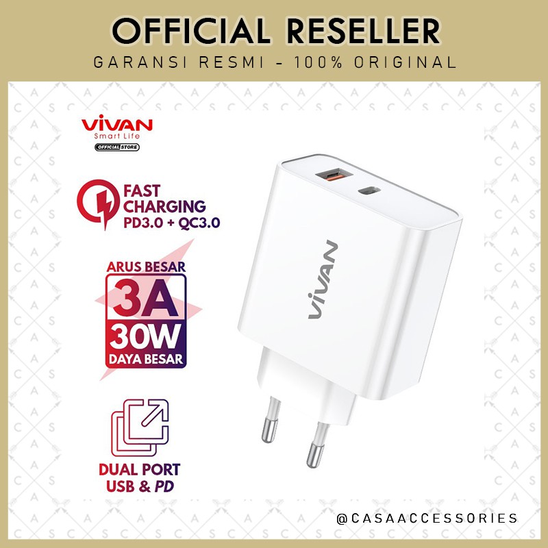 Vivan Power Blitz 30W PD QC3.0 for iPhone 12 / Macbook / Android USB-C