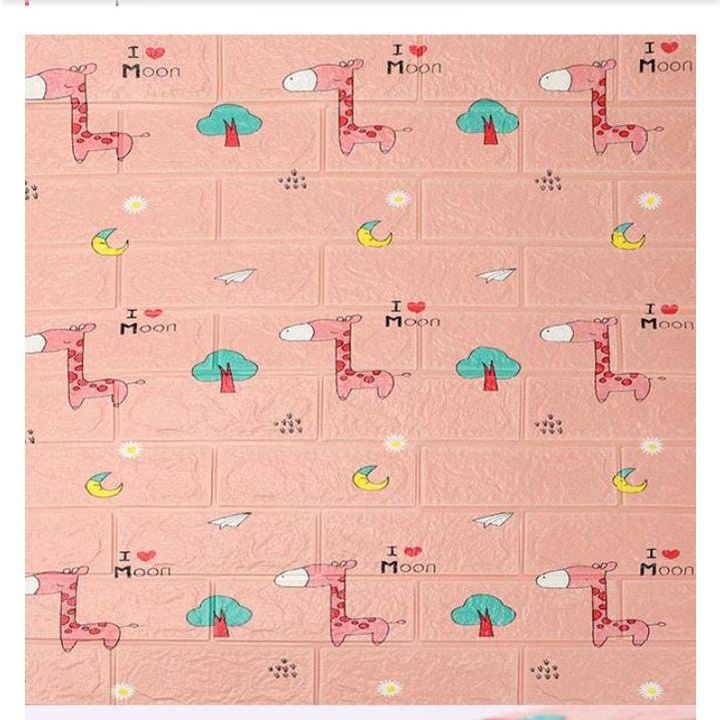 Wallpaper 3d foam dinding kamar tidur / stiker dinding foam batik ukuran 70x70cm brickfoam bata best seller-FOAM JERAPAH FULL