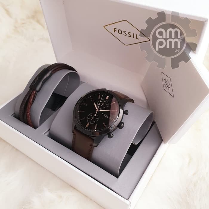 Suplier Jam & Gelang Fossil Man Townsman Chronograph Brown FS5437 Ori