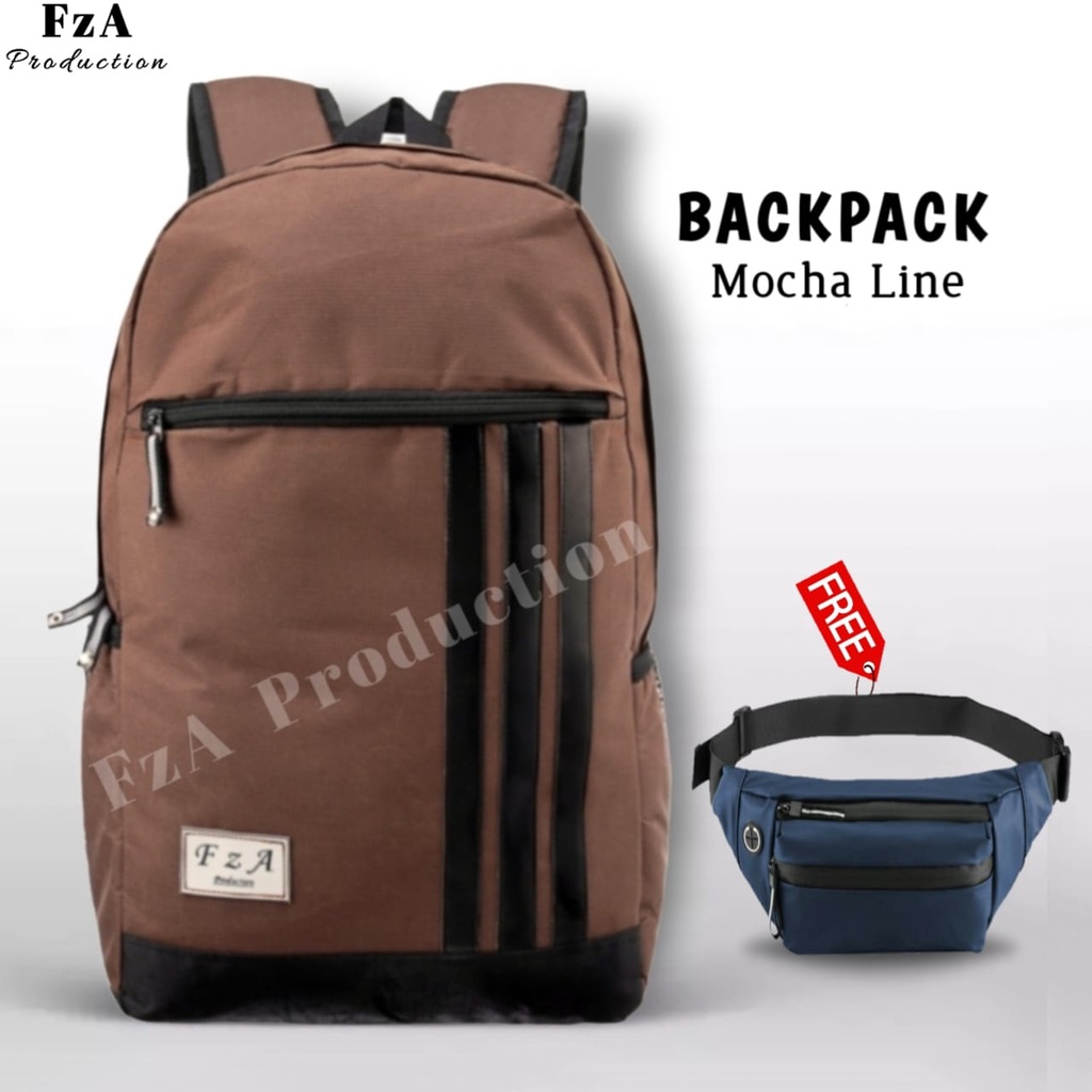 Tas Ransel  Punggung Distro Casual Pria Wanita / Tas Ransel Laptop Original FzA FREE Tas Waistbag Trendy