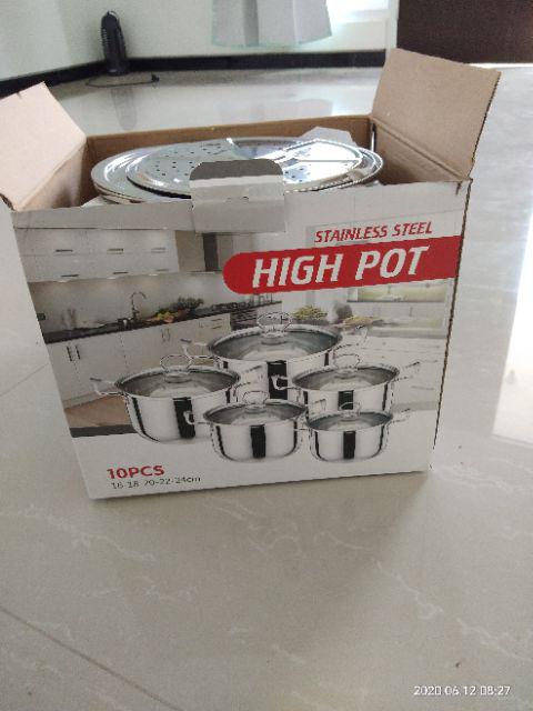 Panci Stainless Steel Ware 12 Pcs Dgn Sarangan Ori Super