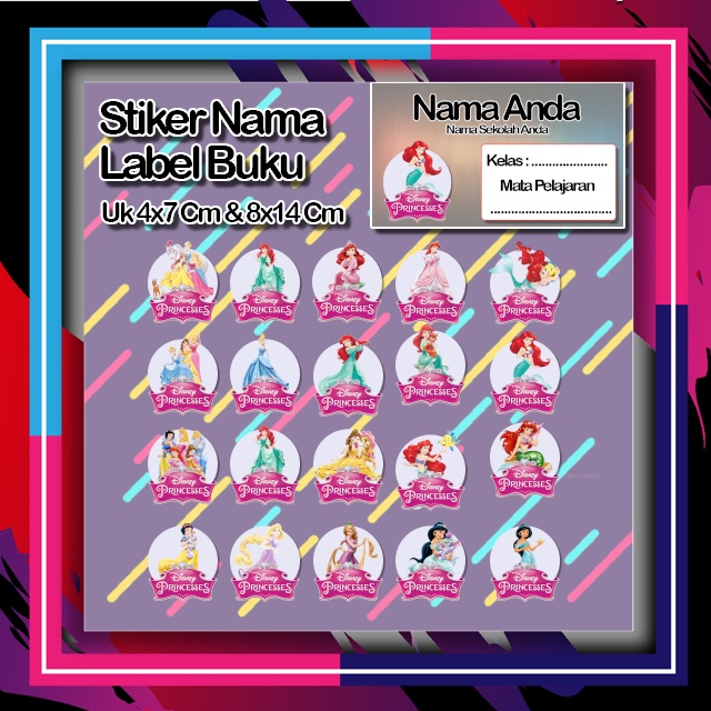 

Stiker Princes Princess Putri duyung cantik animasi kartun karater anime Karakter Lucu Custom Lebel Nama cromo murah 20 Varian berbeda Octane Pelajaran sekolah No 5