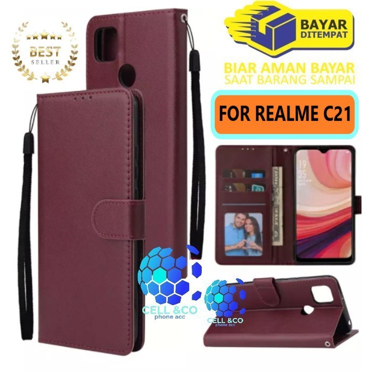 Flip cover REALME C21 Flip case buka tutup kesing hp casing flip case leather wallet