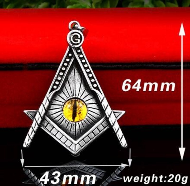 Kalung Liontin Demon Eye Masonic Gaya Punk Untuk Pria