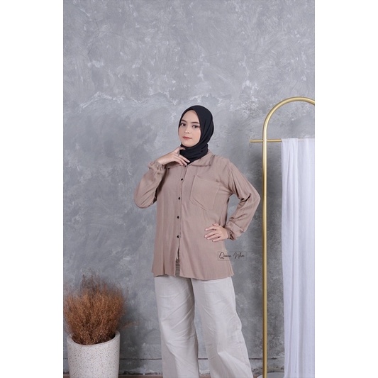 BLOUSE WANITA RAYON CRINKLE PREMIUM MADE CESI REKSA-Reksa Mocca