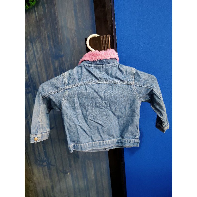 Jaket Denim Jeans Anak Kerah Bludru 1-3 tahun