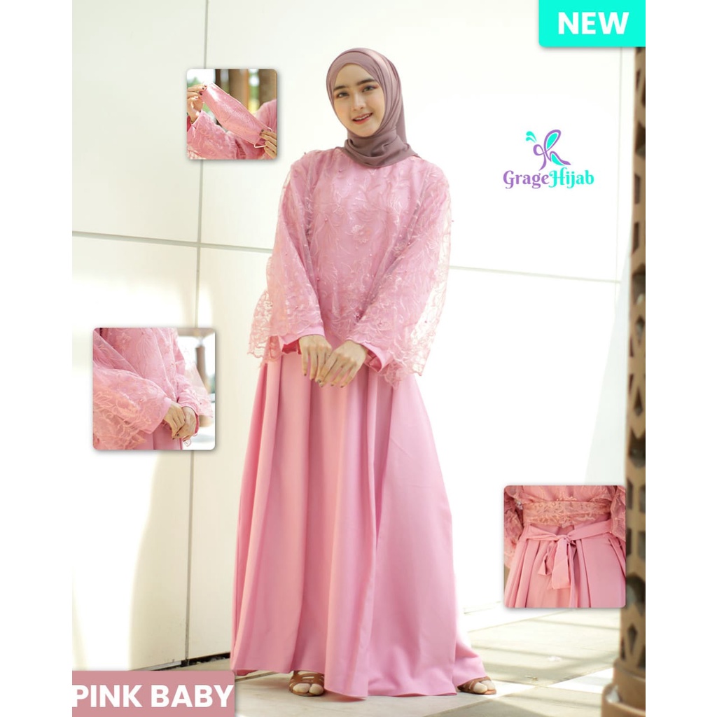 DRESS BROKAT GHAIDA Mix itycrepe premium Maxi pesta terbaru mewah simpel looks kondangan seragaman