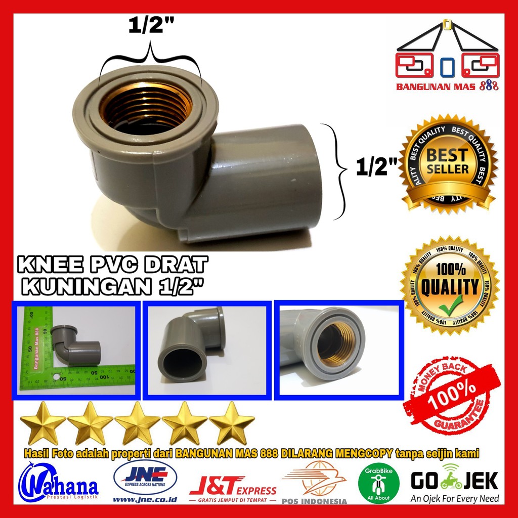 KNEE PVC DRAT KUNINGAN 1/2 INCH - SOCK KRAN - SOCK PVC - SAMBUNGAN PVC ...