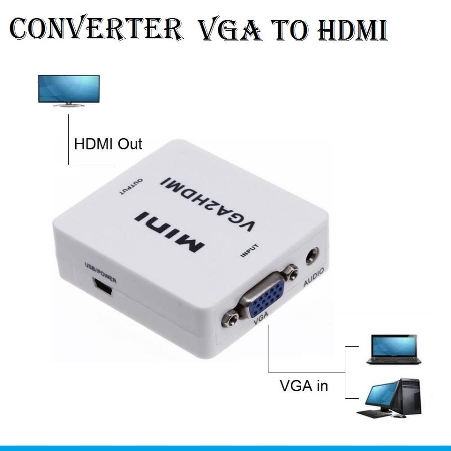 Converter VGA to HDMI Adapter Box Mini