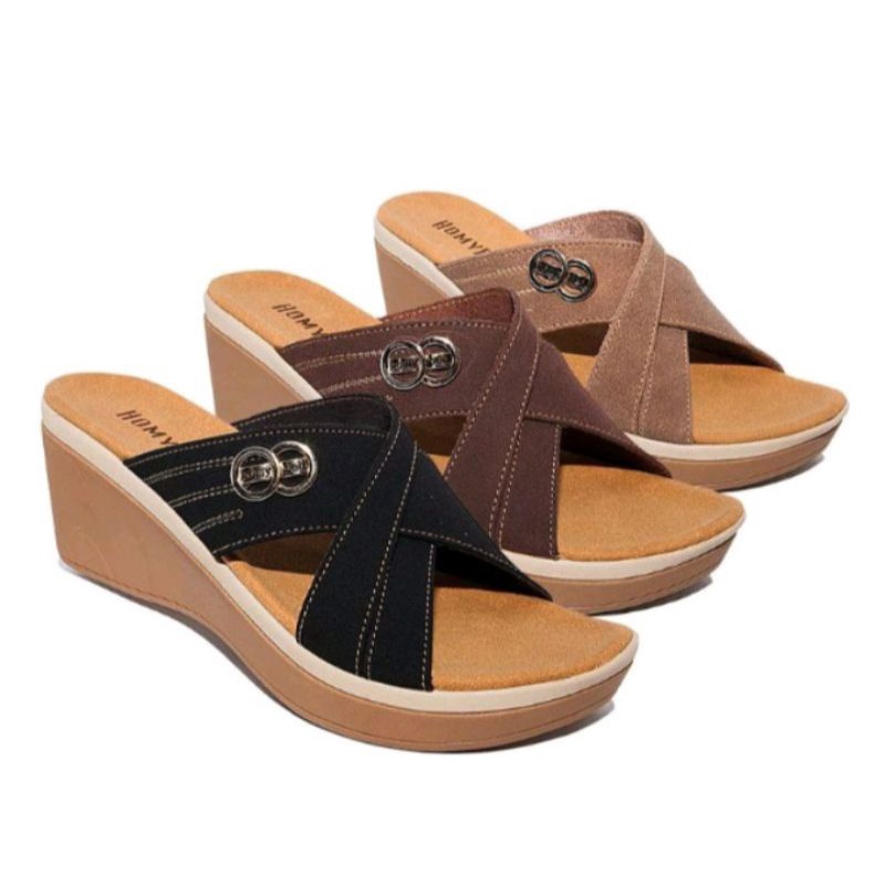 Sandal Homiped Wedges 5 cm ( Wajib tanya stok ) model banyak