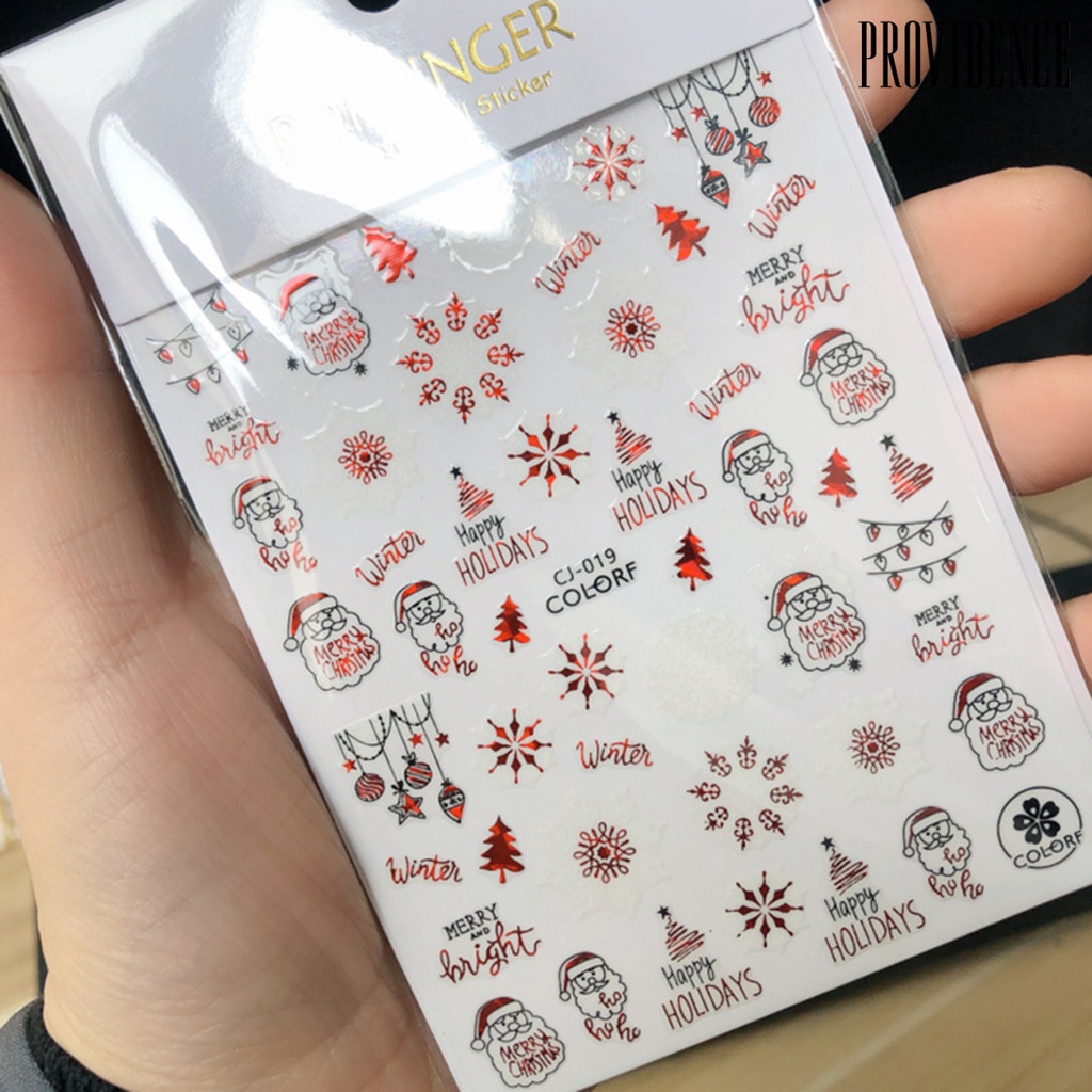 Providence Nail Sticker Christmas Patterns DIY Ultra Thin Holographic Christmas Nail Snowflake Sliders for Manicure