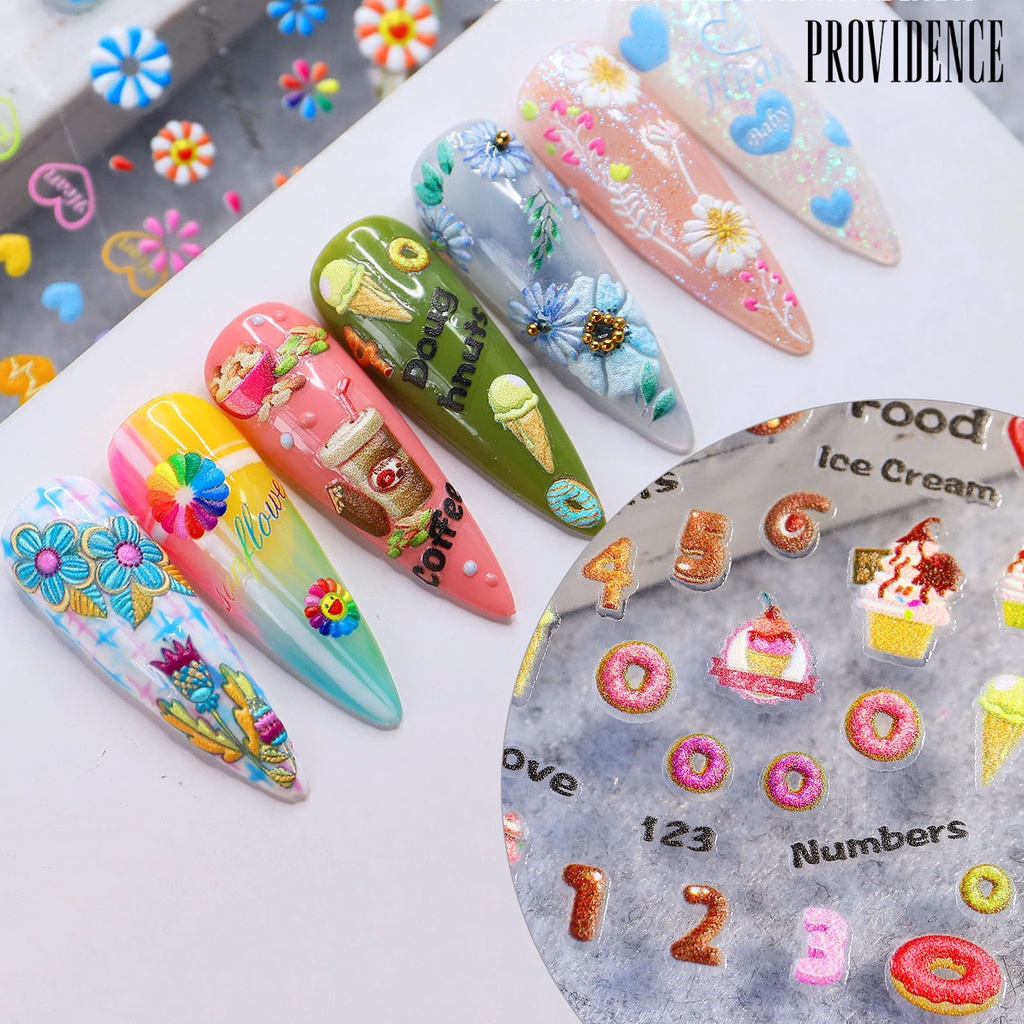 Providence 6Pcs/Set Nail Sticker Engraved 5D Ultra Thin Chocolate Embossed Sticker New Year Nail Art Decals for Manicure