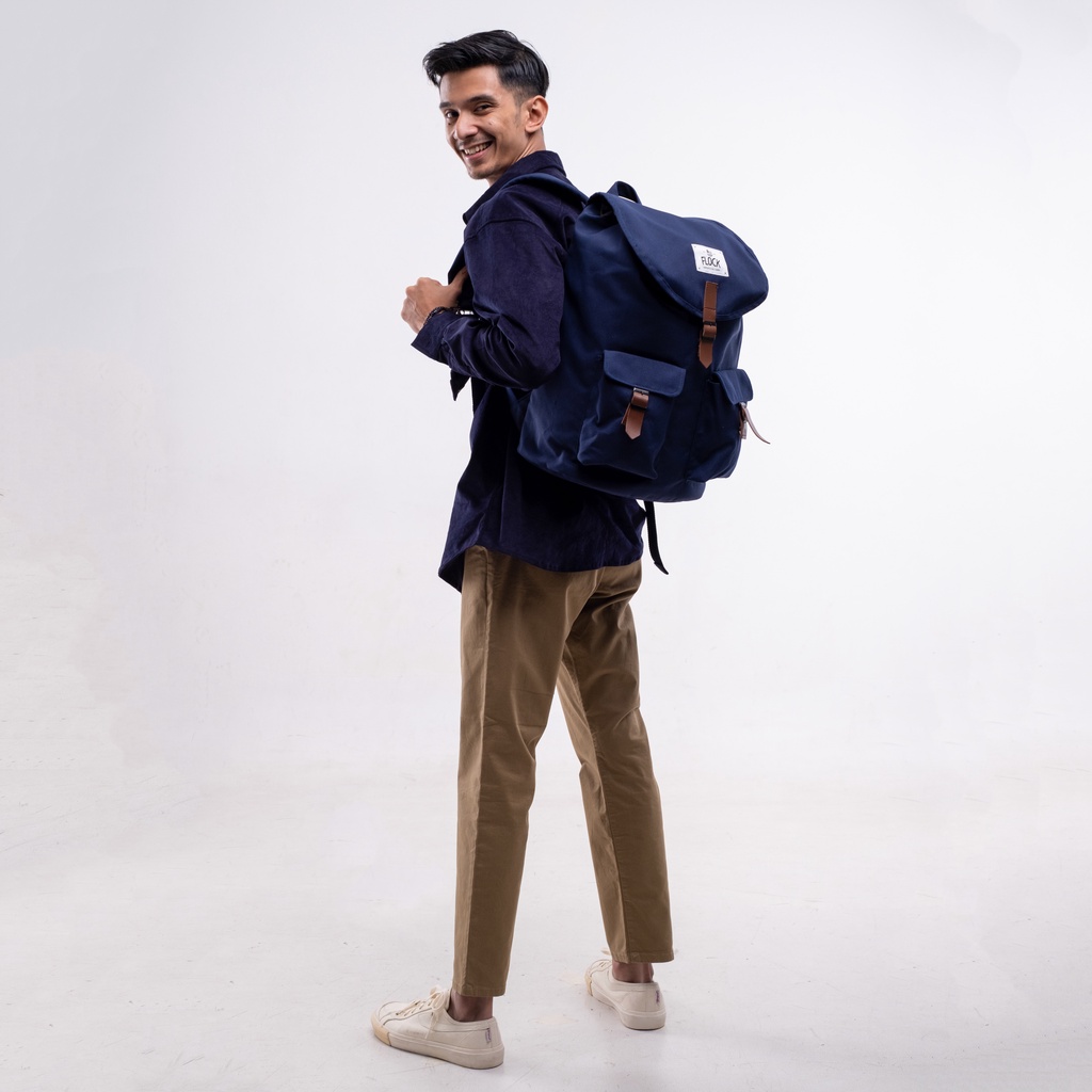 FLOCK Modest Travel Backpack - Water Resistant - Blue Navy