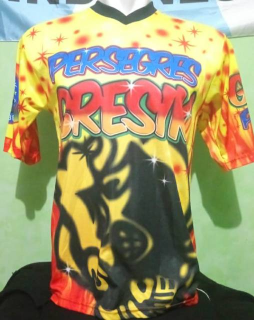 Kaos Ultras Gresik Persegres GU 1999 Motif Airbrush Kebo Giras Kuning Printing