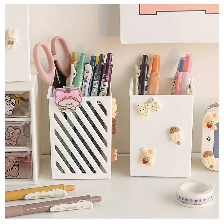 [littlecrab] Tempat Pensil Box Penyimpanan Pena Alat Tulis White Stationary Kit Kotak Putih Aesthetic Berkualitas Desk Decoration DIY Lucu Unik