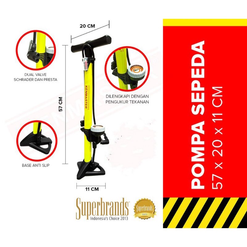 Pompa Ban Sepeda Meteran Kenmaster Km 5435 B