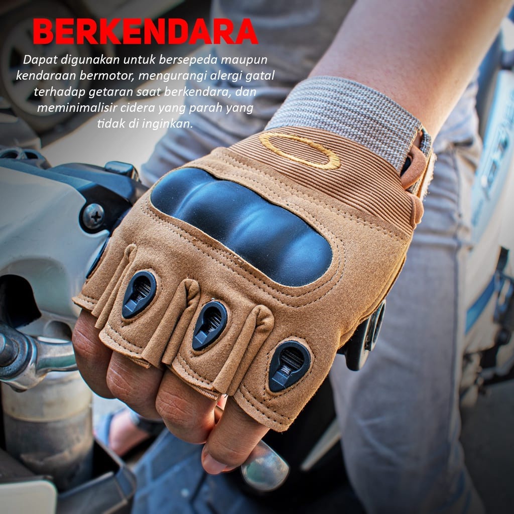 SARUNG TANGAN PRIA SEPEDA MOTOR AKSESORIS PENGENDARA PELINDUNG TANGAN GLOVES HALF FINGER OUTDOOR MODEL BATOK