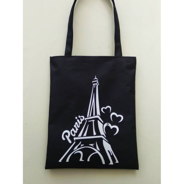 [PARIS]TOTEBAG PAKAI RESLETING TOTE BAG K-POP WANITA MURAH KARAKTER MENARA PARIS