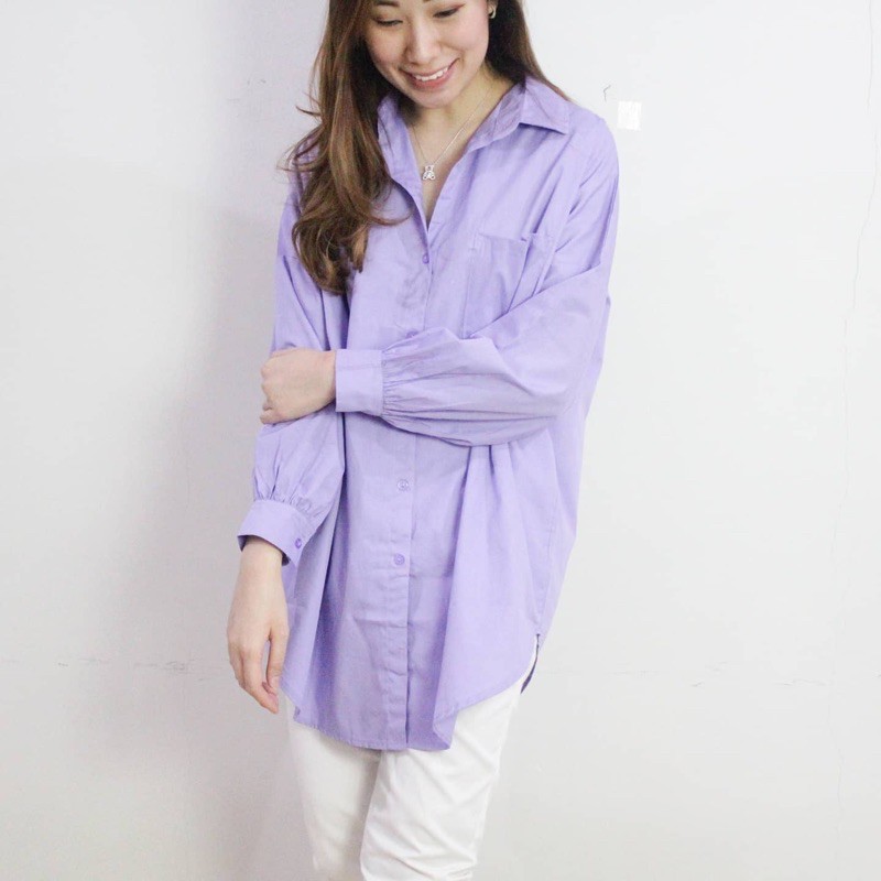 Atasan Baju Kemeja Casual Big Size Wanita Premium - Lisa Puff Shirt NWclothing