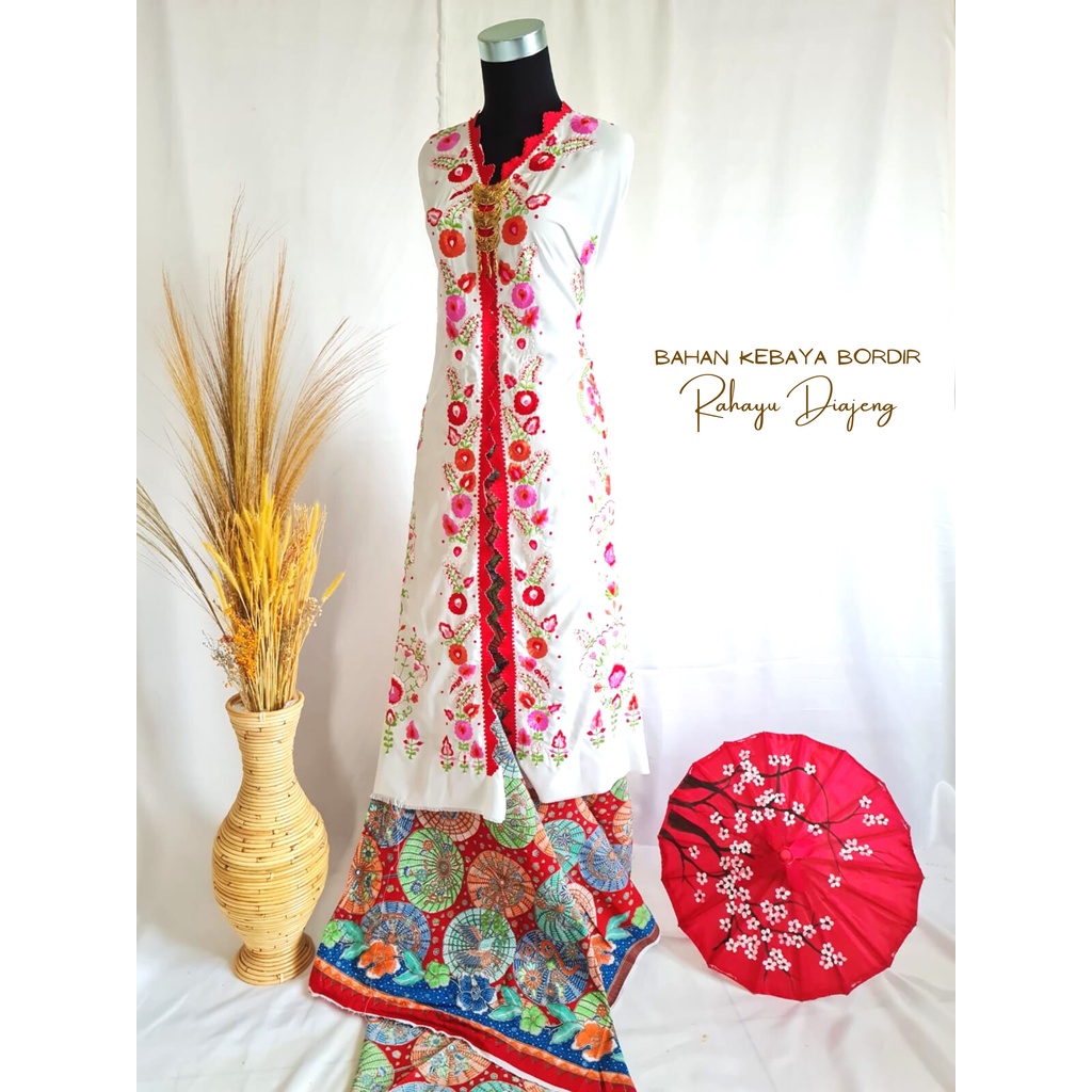 Pusat Bordir Tasikmalaya - Bahan Kebaya Bordir Handmade Rahayu Diajeng Silk Premium