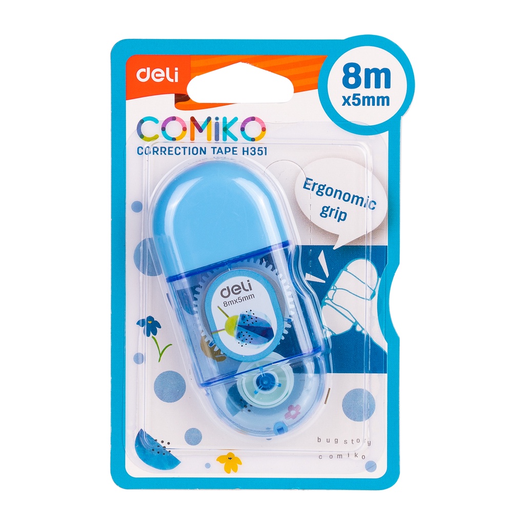 HAPPY TIME DELI TIP EX TIPEX COMIKO CORRECTION TAPE 8m x 5mm TIPE EX ALAT TULIS SEKOLAH KANTOR EH351