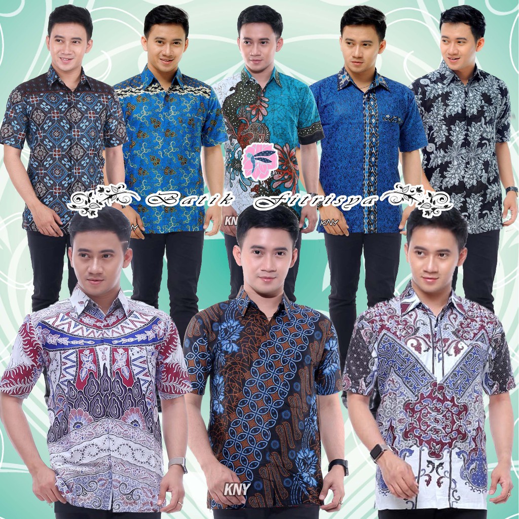 HEM BATIK MOTIF KERATON JAWA WARNA BIRU PUTIH BATIK PRIA MURAH LARIS