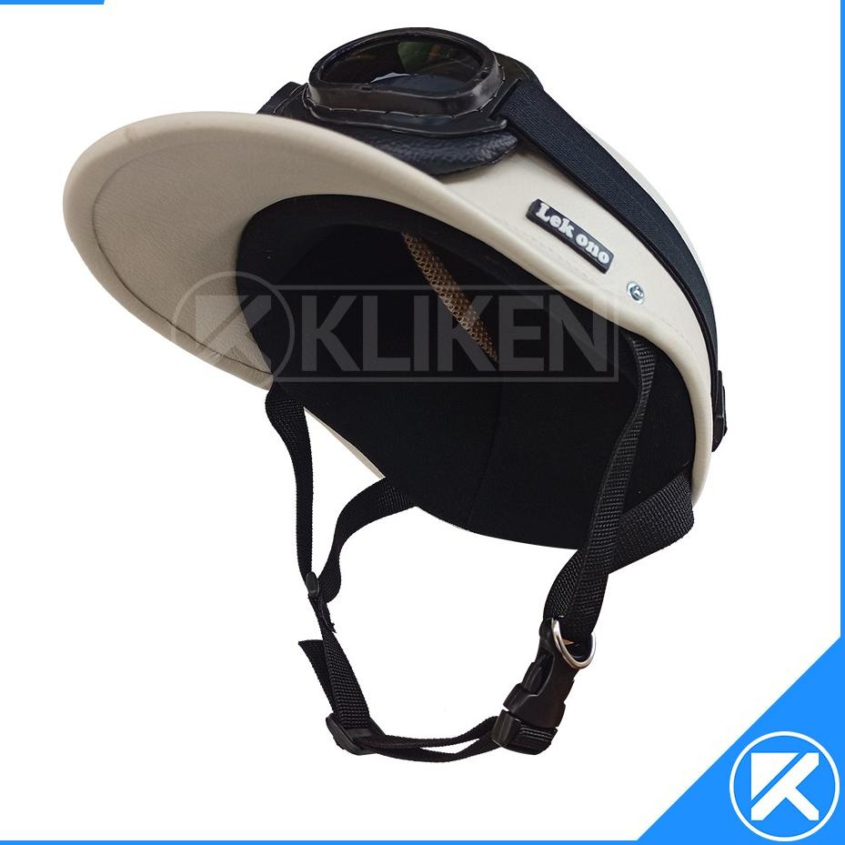 Paling Disukai.. Helm Sepeda Atau Berkuda Retro "LEK ONO" Dewasa Kulit Sintetis Dengan Kacamata