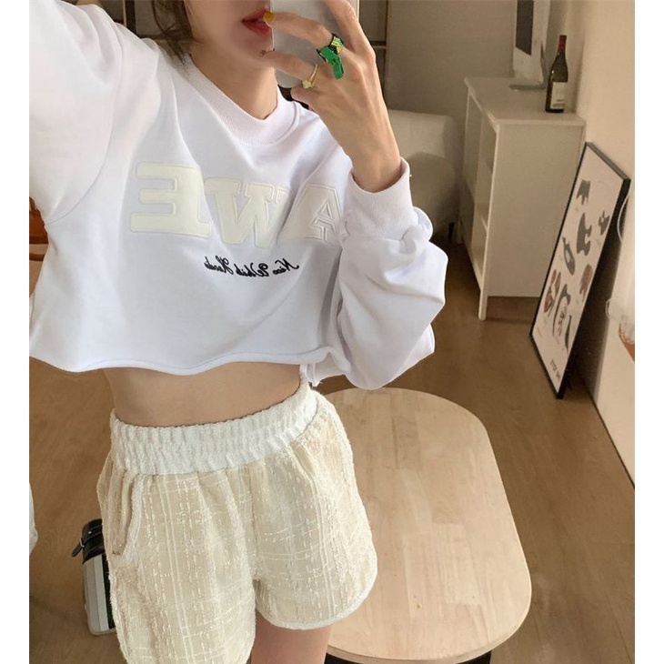 4539 Sweater Crop Wanita | AWE Sweater Korea Style | Fashion Croped