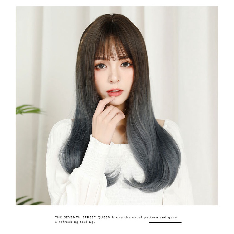 WDA-25 wig daily kpop korea jepang gradasi abu gray rambut palsu lurus panjang