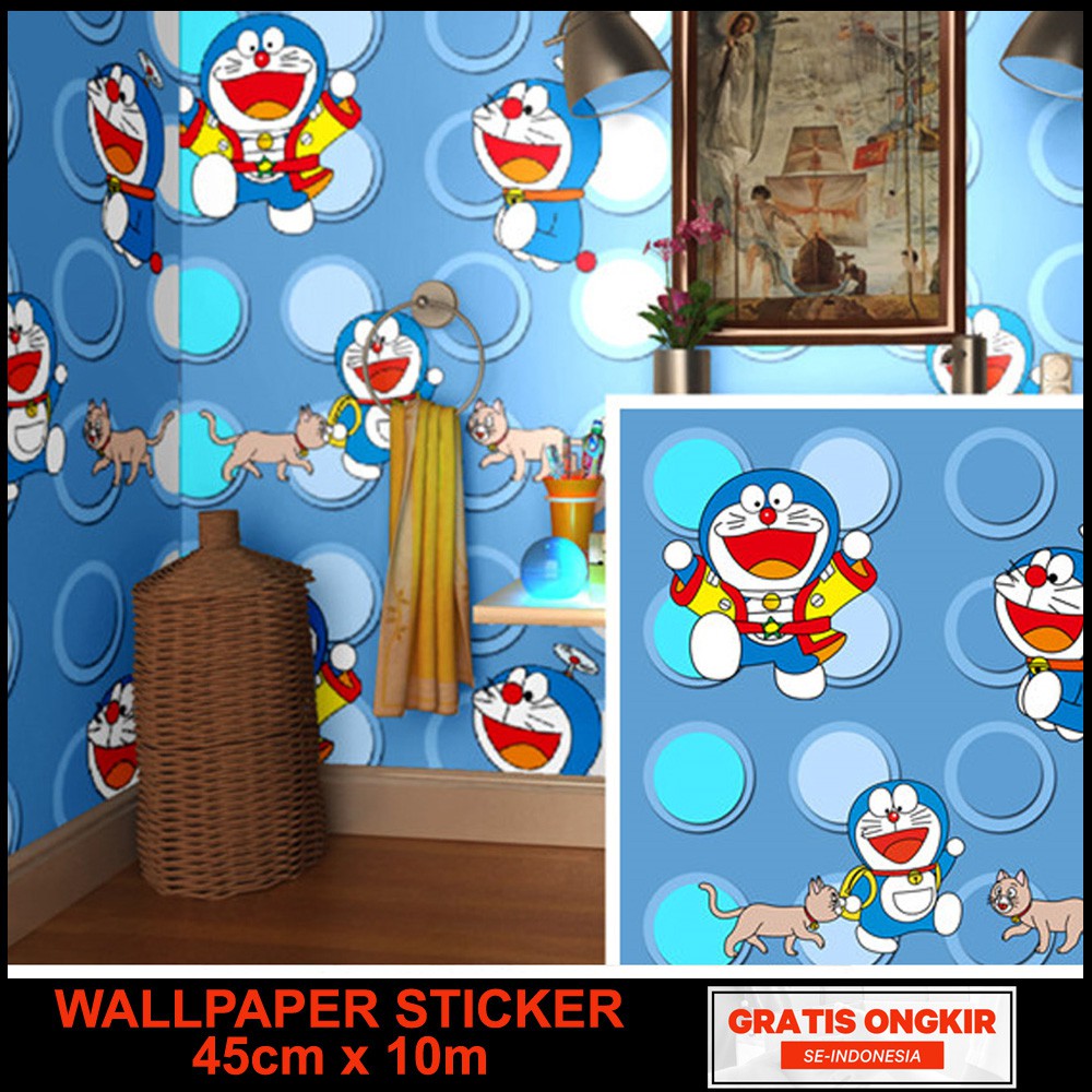 Wallpaper Stiker Dinding Motif  doraemon bata  Size 45cm x 