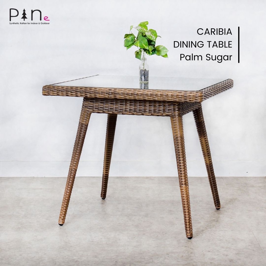Meja Makan Kotak Minimalis Untuk 2 Kursi / Meja Makan Cafe Resto Outdoor Rotan Sintetis - Caribia Di