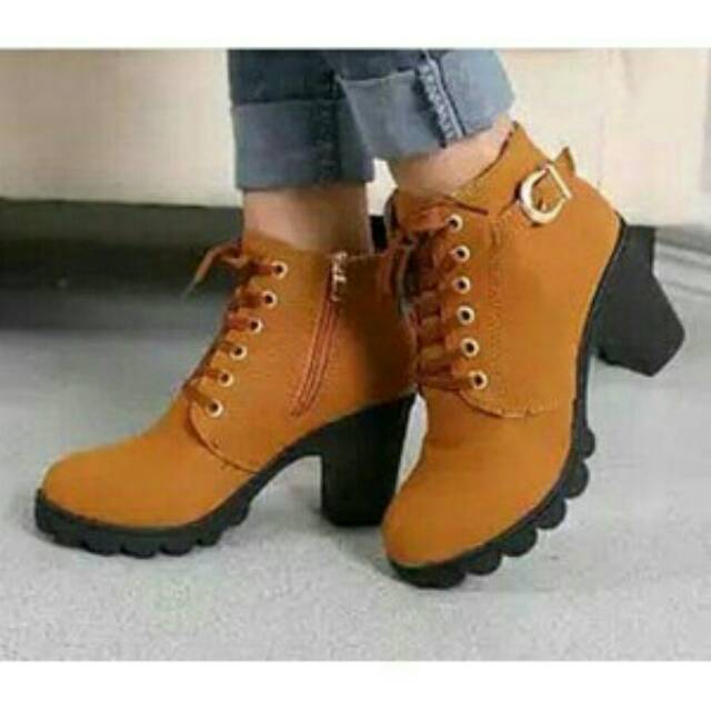 9.9 SUPER SHOPPING DAY SEPATU BOOT WANITA ZIPER COKLAT TAN