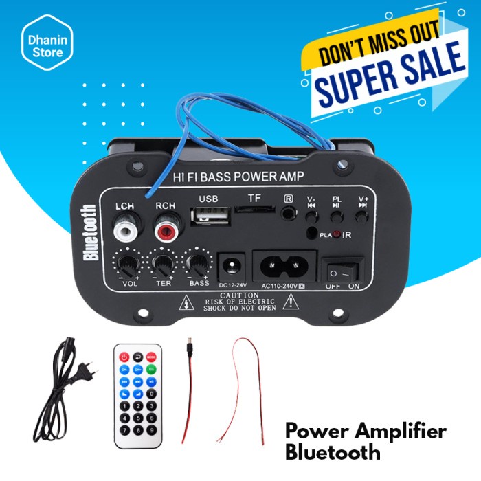 Kit Modul Power Amplifier Ampli Board Bluetooth USB Radio TF Remote Stereo Mini Rakitan 12 Volt Mura