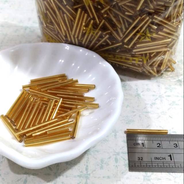 Manik Payet Bambu Panjang 2,5 Cm Semi Jepang - Emas (10 gram)