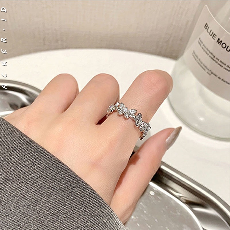 [ACKER] Peralatan Batu Elegan Cincin Kupu-kupu Logam Untuk Wanita