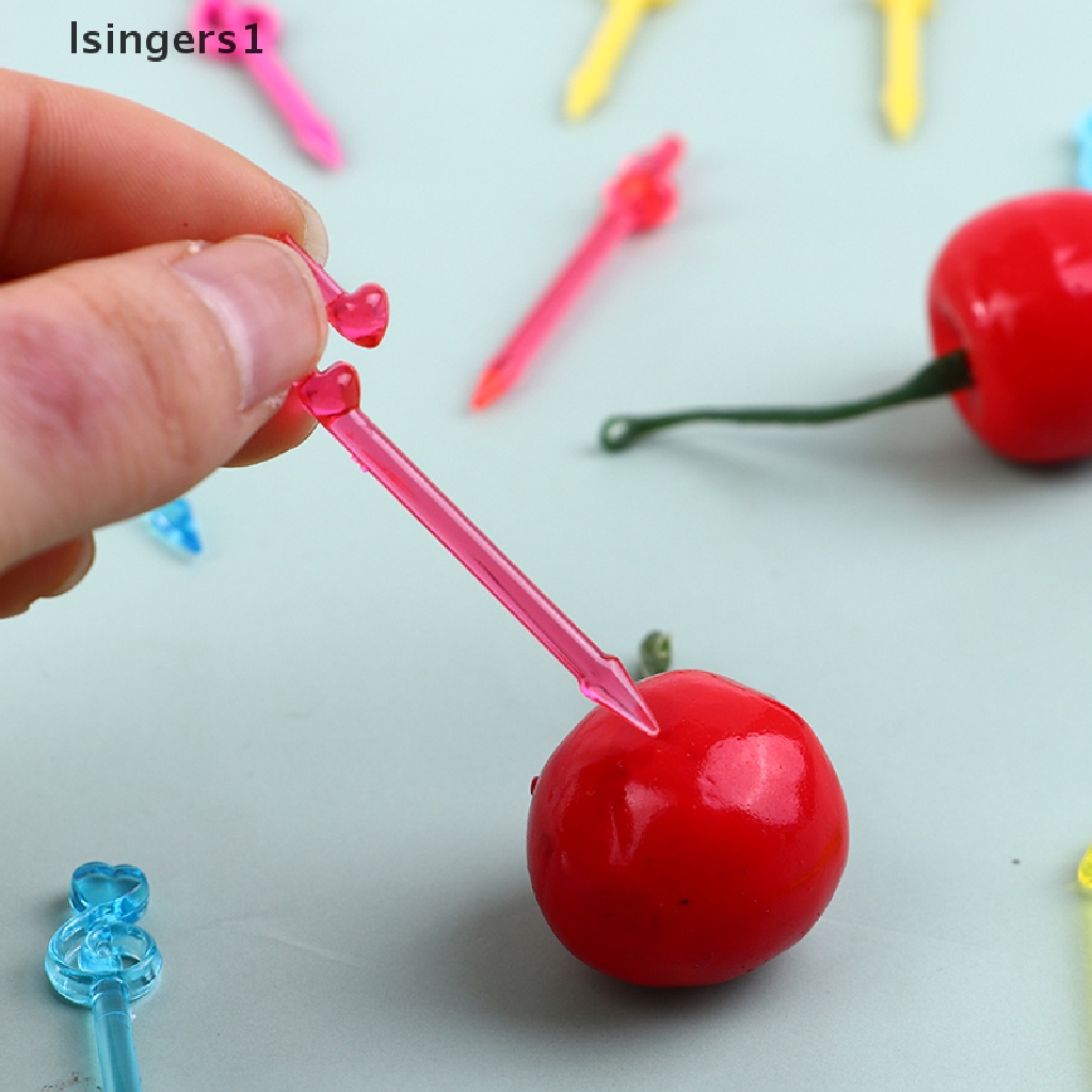 (lsingers1) 24pcs / set Garpu Buah / Kue / Dessert Mini Motif Kartun Untuk Anak