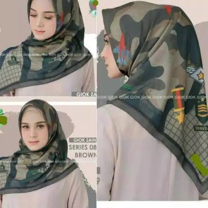 Promo HIJAB SEGI EMPAT DEENAY KW MOTIF ARMY SCARF Limited