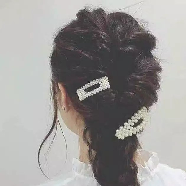 JEPIT ALA KOREA RAMBUT MUTIARA HAIRPIN AKSESORIS MODEL BARRETTE GAYA WANITA HAIRPIN