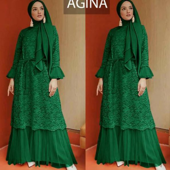 Super's special GAMIS MAXI AGNIA AGINA /GAMIS BRUKAT KOMBI TILE/GAMIS BRUKAT TIMBUL TERBARU SIZE S-M