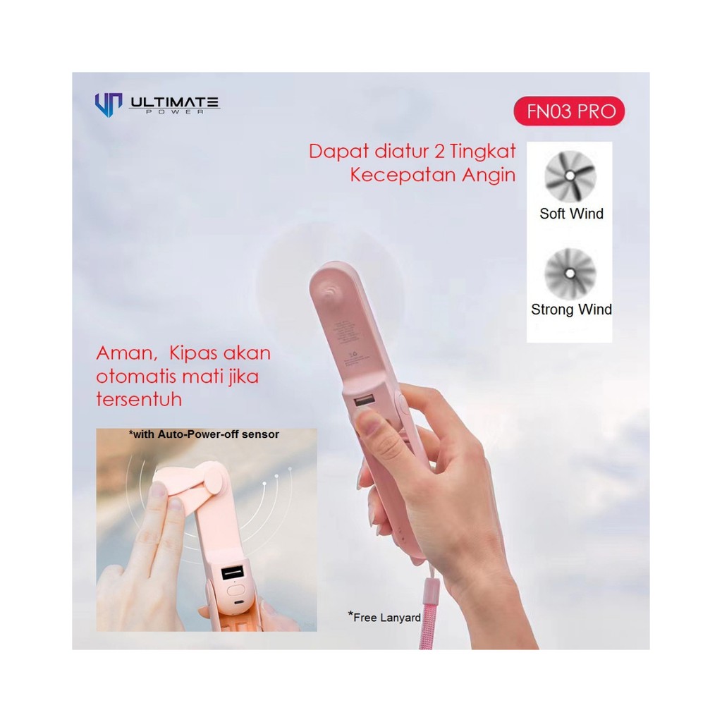 Ultimate Power 3in1 Mini Fan Kipas Angin Portable Multi Fungsi FN03 PRO