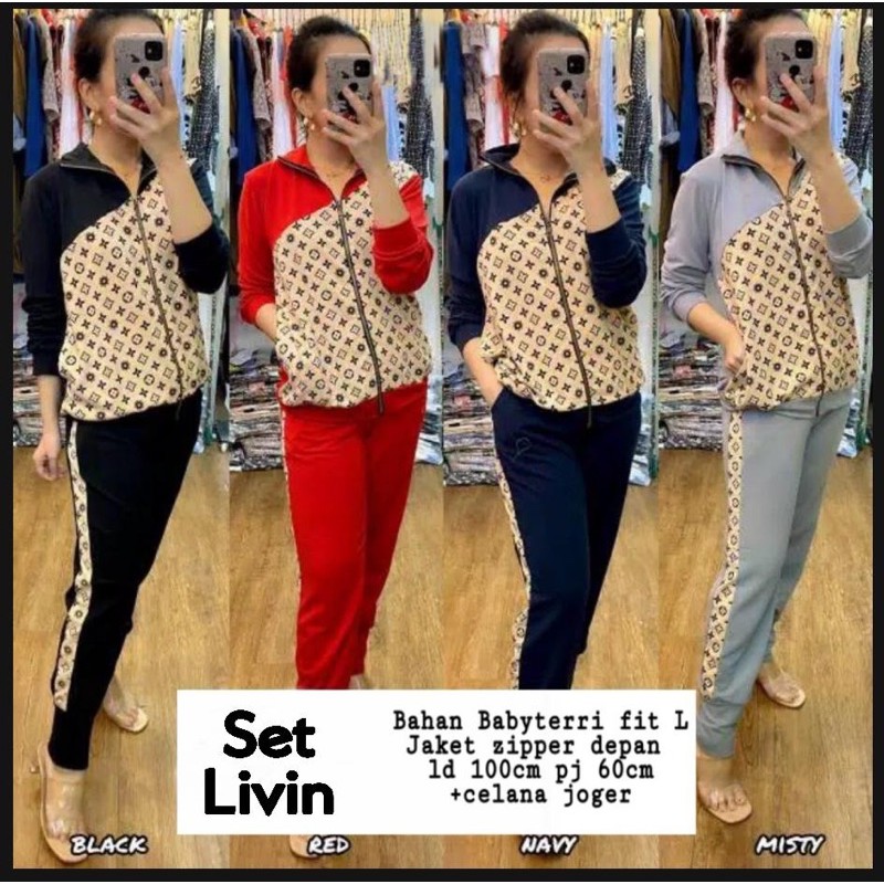 MP Set Livin / Stelan wanita Terbaru / stelan wanita kekinian / Stelan olahraga branded