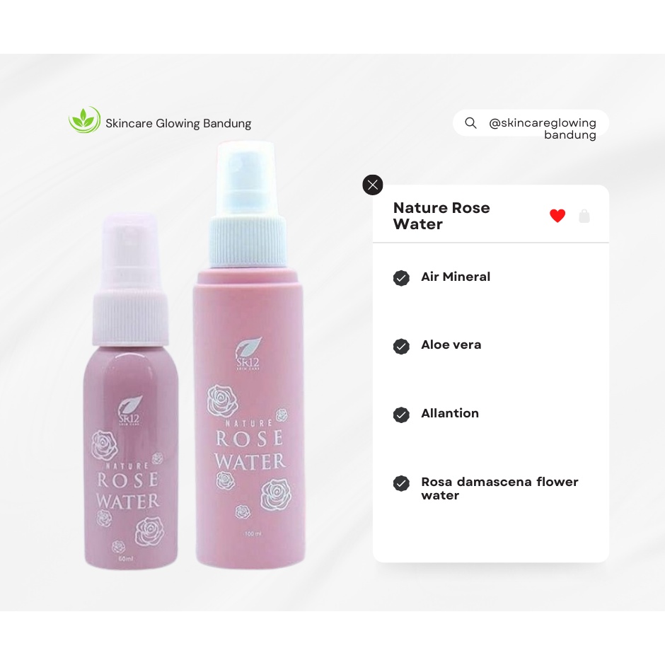 Nature Rose Water SR12 Facial Spray Air Mawar Membantu Make Tahan Lama Mencegah Penuaan Dini