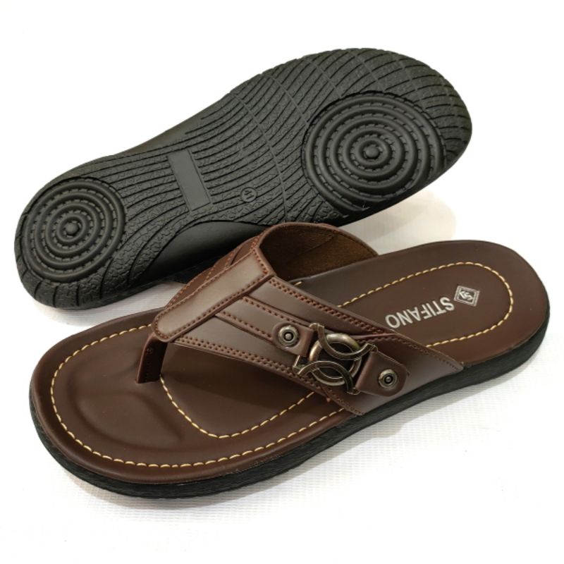 Sandal pria terbaru STIFANO KC 01, 02, 03 kulit sintetis + acesories premium