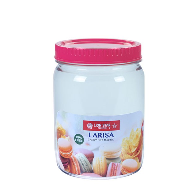 Lion Star Toples Cemilan Snack Makanan Plastik Tutup Kue Candy Pot Pp-68 Larisa Candy Pot (1500 Ml)