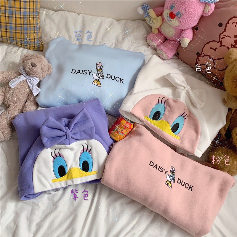 [littlecrab] Hoodie Oversize Korea Daisy Duck Bigsize Topi Pita Lucu Hoodie Unisex Korean Style