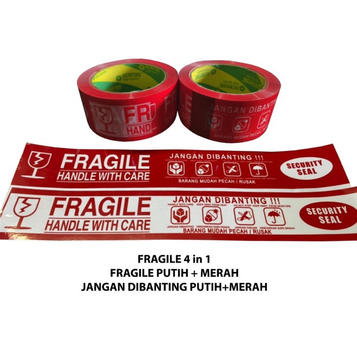 

Hadir Lakban Fragile 2 In 1 ( 2 Warna ) 48 Mm X 100 Yard Bagus