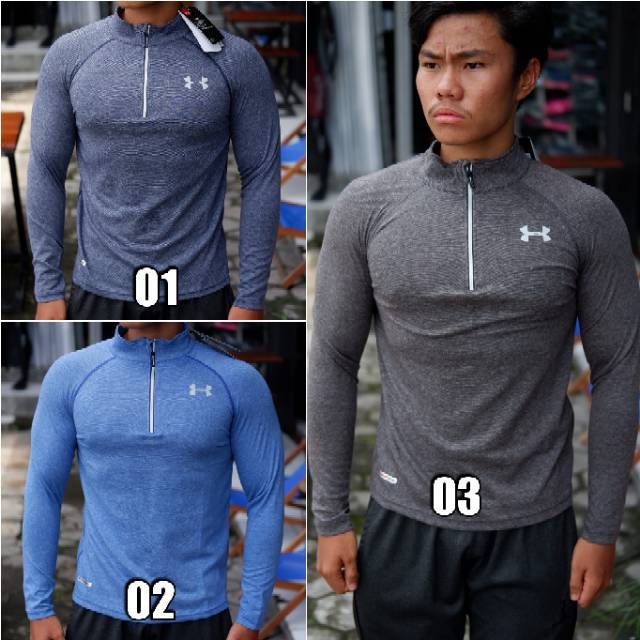 kaos olahraga manset baselayer longsleeve zipper MR31