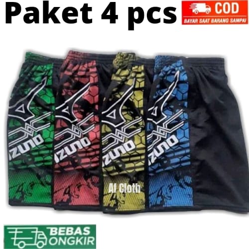 4pcs Celana Pendek Olahraga Kolor Pria Sport Original Dewasa xxl Mizuno Voly Voli Santai Futsal Lari